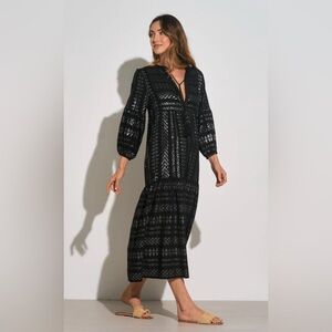 ELAN RESORT WEAR Black and Silver Geometric long dress